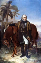 Lieutenant-général Sir Charles Napier et son cheval arabe Red Rover, 1853